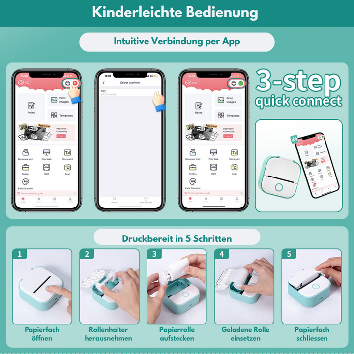 InkZero™ - Tragbarer Minidrucker mit Thermodrucktechnik